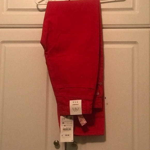 Red new Zara jeans boyfriend red pants ❤️🤍 - Picture 1 of 3